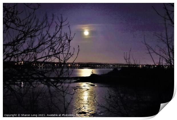 Moon Reflections on the Mersey Print by Photography by Sharon Long 