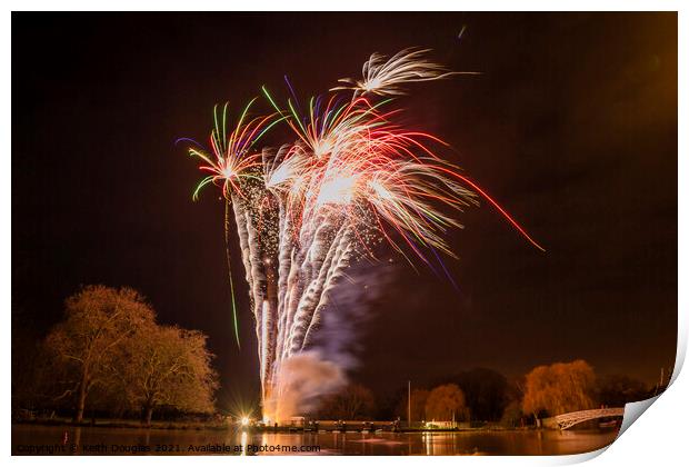 Fireworks at Godmanchester Print by Keith Douglas