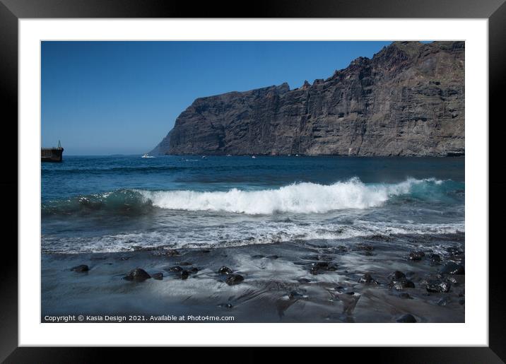 Los Gigantes Beach and Cliffs Framed Mounted Print by Kasia Design