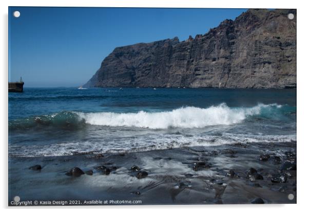 Los Gigantes Beach and Cliffs, Tenerife, Spain Acrylic by Kasia Design