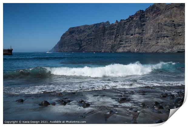 Los Gigantes Beach and Cliffs, Tenerife, Spain Print by Kasia Design