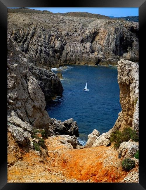  Sailboat Escape in Menorca Framed Print by Deanne Flouton