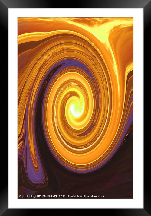 Abstract sunset swirl Framed Mounted Print by HELEN PARKER