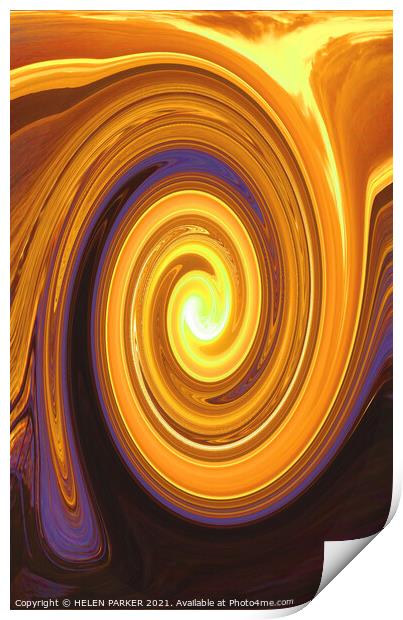 Abstract sunset swirl Print by HELEN PARKER