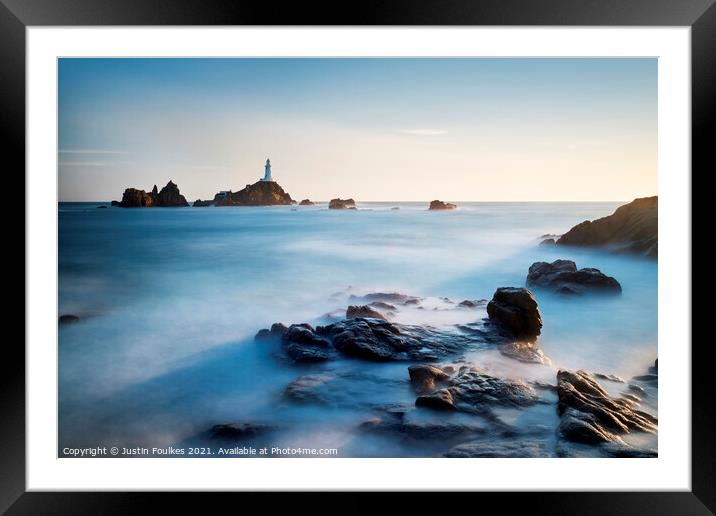 The lighthouse at La Corbiere, Jersey, Channel Isl Framed Mounted Print by Justin Foulkes