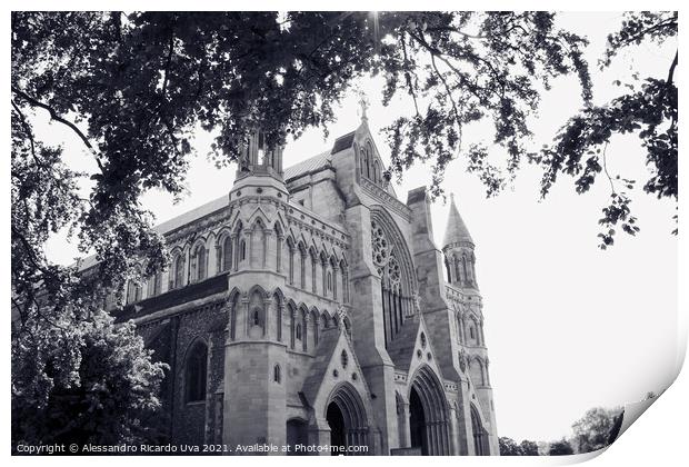 St Albans - The Cathedral & Abbey Church of Saint Alban Print by Alessandro Ricardo Uva