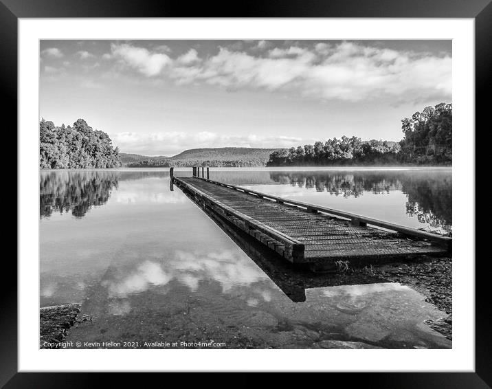 Landing stage, Lake Mapourika Framed Mounted Print by Kevin Hellon
