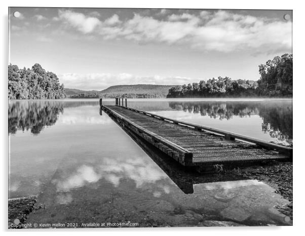 Landing stage, Lake Mapourika Acrylic by Kevin Hellon