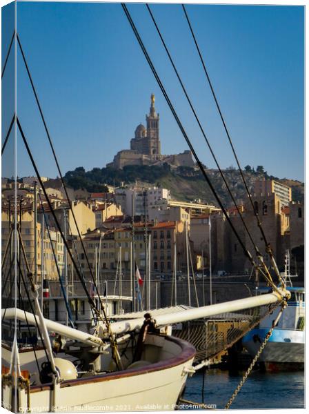 View from the Port to the Notre Dames de la Garde Canvas Print by Ann Biddlecombe