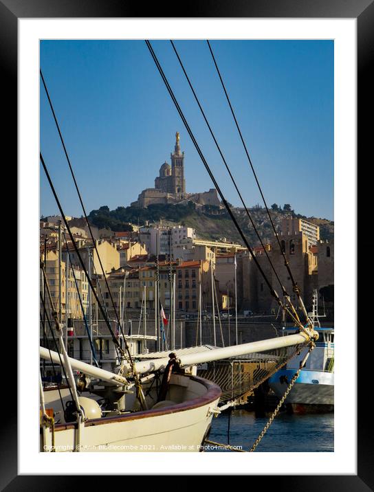View from the Port to the Notre Dames de la Garde Framed Mounted Print by Ann Biddlecombe