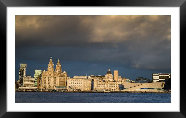 World famous Liverpool skyline as the light fades Framed Mounted Print by Jason Wells