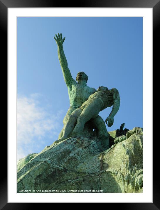 Statue over the harbor in Marseille  Framed Mounted Print by Ann Biddlecombe