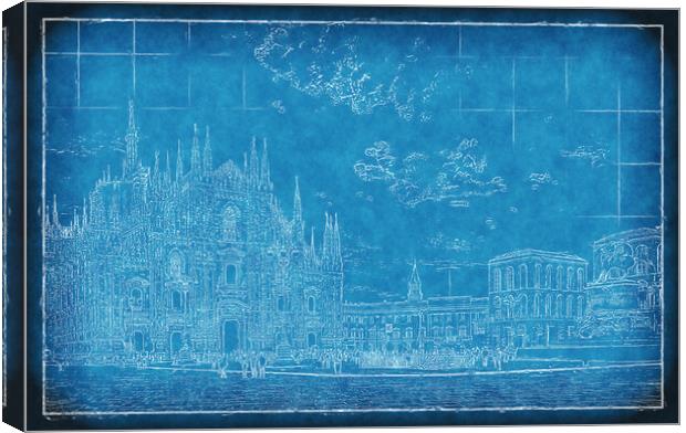 Duomo Blueprint Canvas Print by Richard Downs