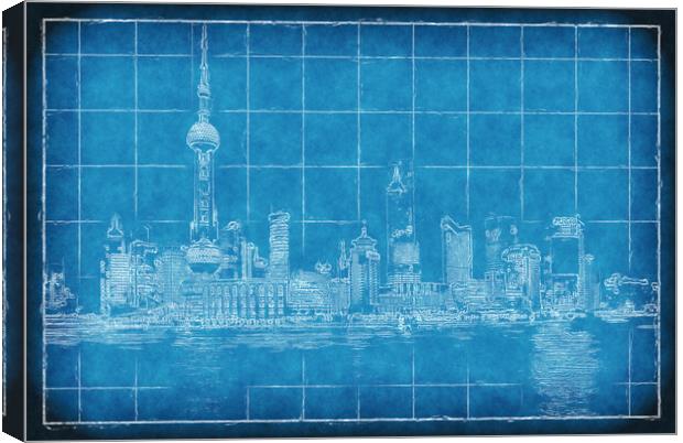 Shanghai Blueprint Canvas Print by Richard Downs