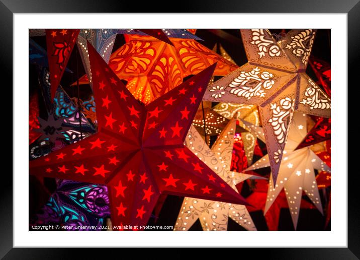 Stars At A German Christmas Market Framed Mounted Print by Peter Greenway