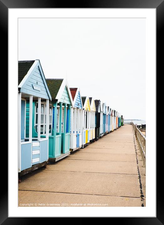 Beach Huts On The Seafront At Southwold, Suffolk Framed Mounted Print by Peter Greenway