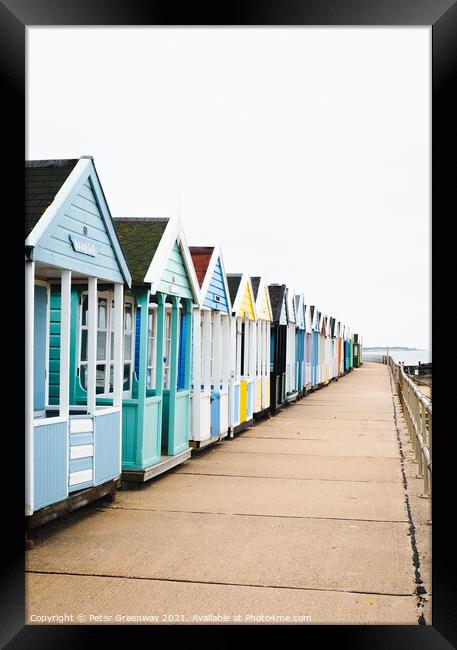 Beach Huts On The Seafront At Southwold, Suffolk Framed Print by Peter Greenway