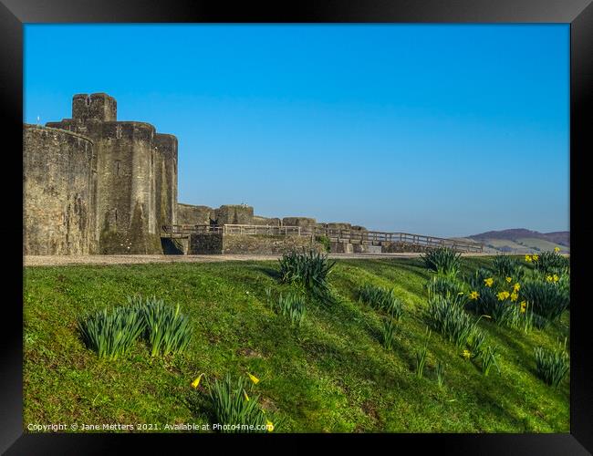 Castle in Caerphilly  Framed Print by Jane Metters