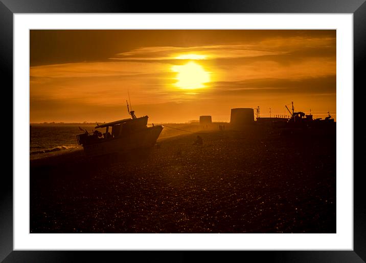 Sunset over Fisherman's beach Framed Mounted Print by David Hare