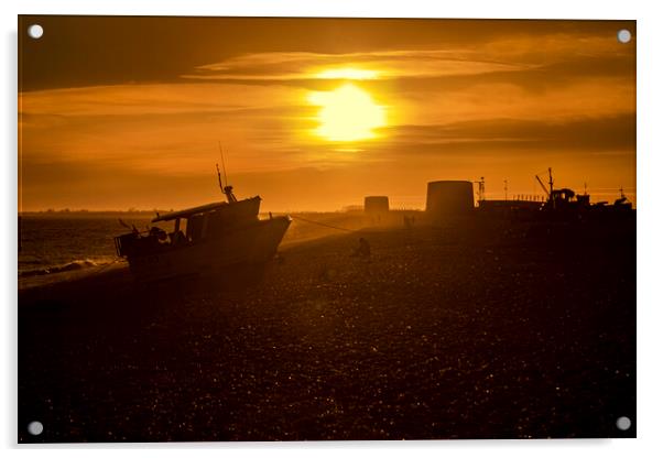 Sunset over Fisherman's beach Acrylic by David Hare