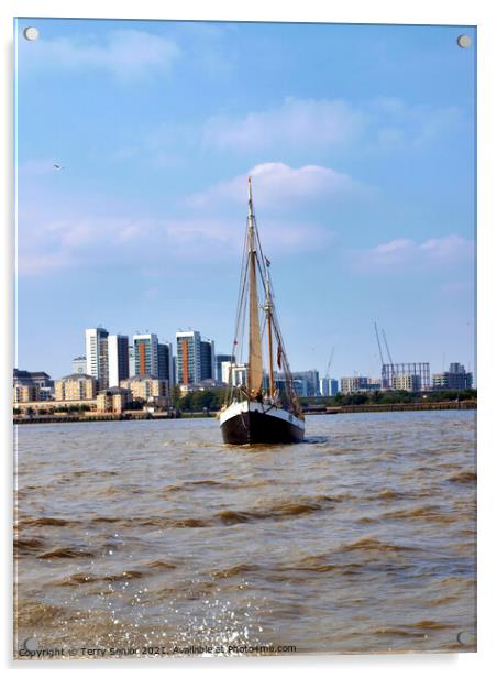 Tecla at the Tall Ships Regatta – Greenwich Pennisula Acrylic by Terry Senior