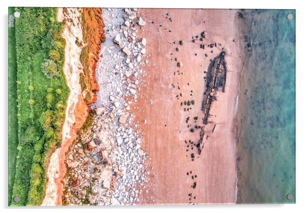 Looking down on the shipwreck of the Sheraton Acrylic by Gary Pearson