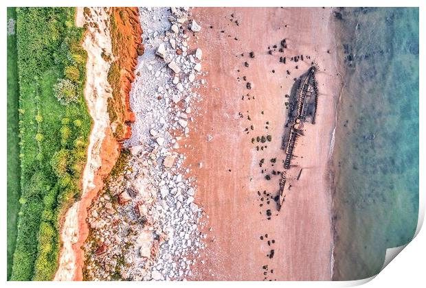 Looking down on the shipwreck of the Sheraton Print by Gary Pearson