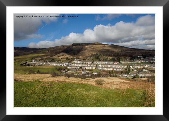 Looking Down on Cwmparc in the Rhondda Valley  Framed Mounted Print by Nick Jenkins