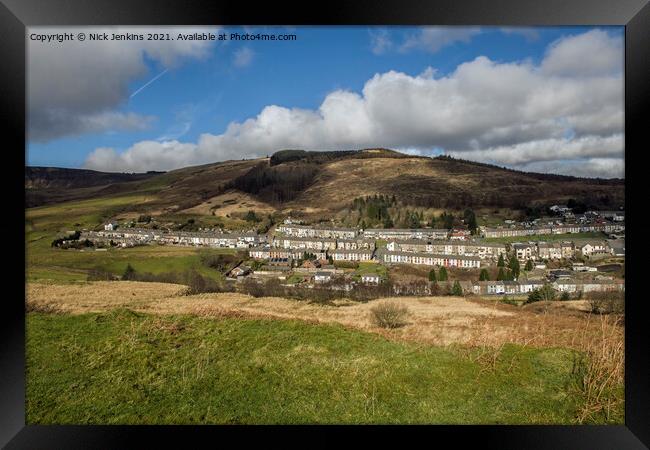 Looking Down on Cwmparc in the Rhondda Valley  Framed Print by Nick Jenkins