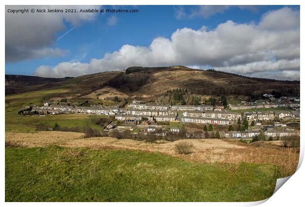 Looking Down on Cwmparc in the Rhondda Valley  Print by Nick Jenkins