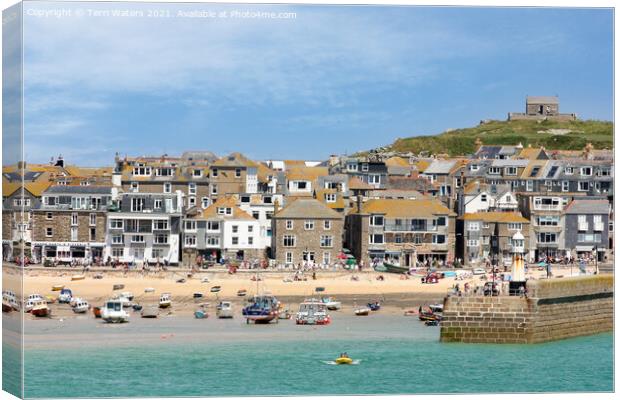 St Ives and St Nicholas Chapel Canvas Print by Terri Waters
