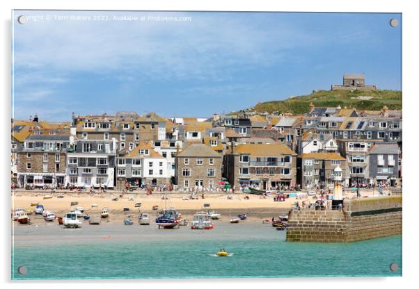 St Ives and St Nicholas Chapel Acrylic by Terri Waters