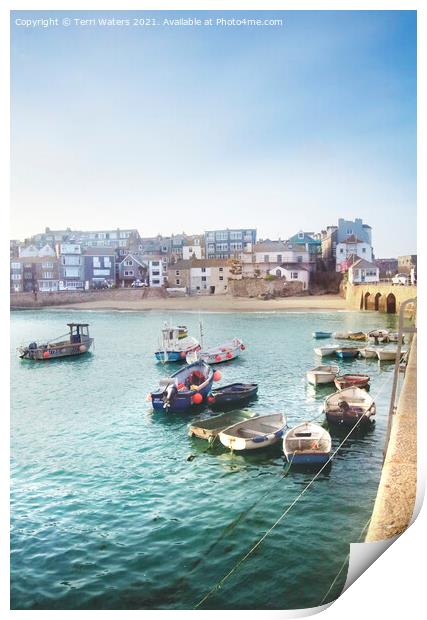 St Ives Fishing Boats Print by Terri Waters