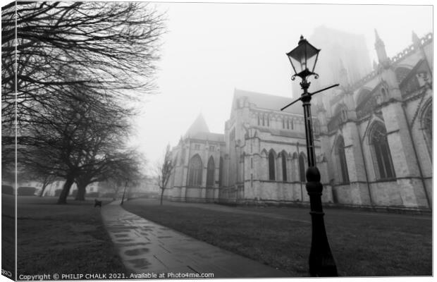 York minster in the mist 343  Canvas Print by PHILIP CHALK