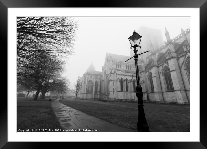 York minster in the mist 343  Framed Mounted Print by PHILIP CHALK