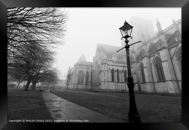 York minster in the mist 343  Framed Print by PHILIP CHALK