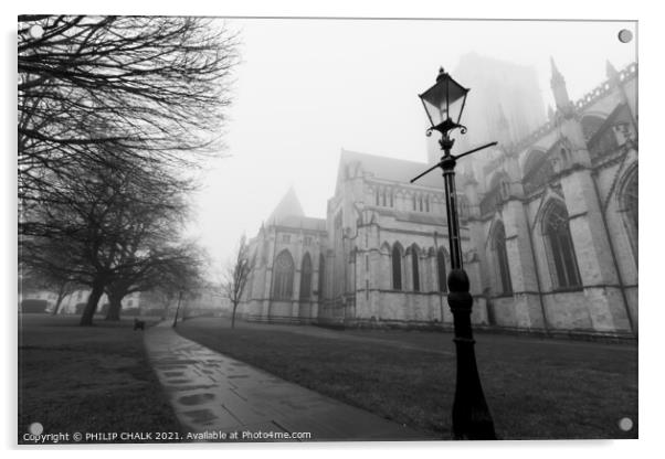 York minster in the mist 343  Acrylic by PHILIP CHALK