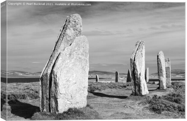 Ring of Brodgar Orkney Scotland UK Black and White Canvas Print by Pearl Bucknall