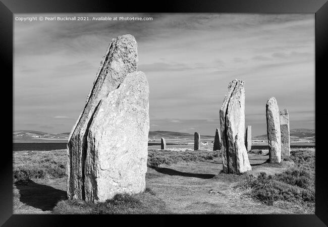 Ring of Brodgar Orkney Scotland UK Black and White Framed Print by Pearl Bucknall