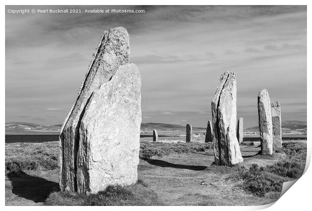 Ring of Brodgar Orkney Scotland UK Black and White Print by Pearl Bucknall