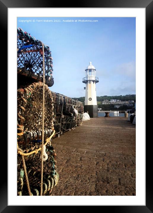 Fishing Pots on Smeaton's Pier St Ives Framed Mounted Print by Terri Waters