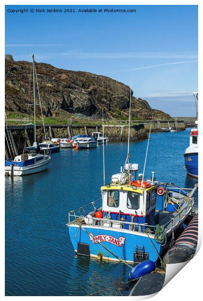 Amlwch Harbour and Moored Boats on Anglesey Print by Nick Jenkins