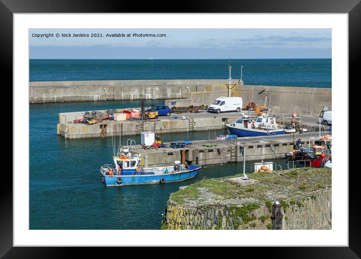 Amlwch Outer Harbour and Moored Boats Anglesey  Framed Mounted Print by Nick Jenkins