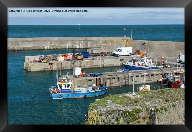 Amlwch Outer Harbour and Moored Boats Anglesey  Framed Print by Nick Jenkins