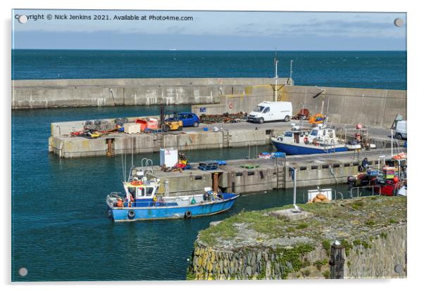 Amlwch Outer Harbour and Moored Boats Anglesey  Acrylic by Nick Jenkins