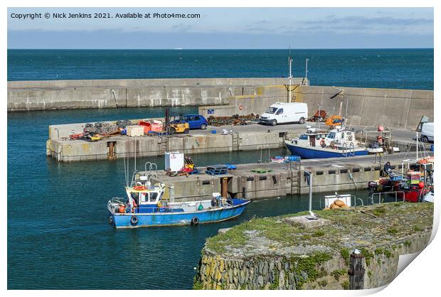 Amlwch Outer Harbour and Moored Boats Anglesey  Print by Nick Jenkins