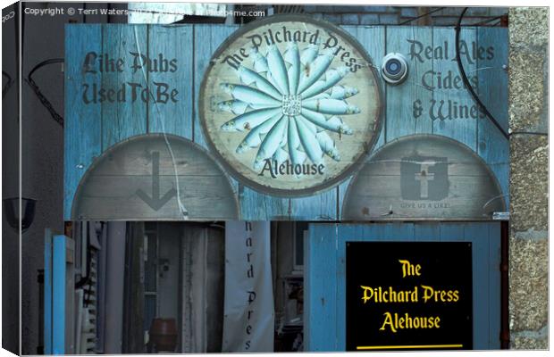 The Pilchard Press Alehouse St Ives Canvas Print by Terri Waters