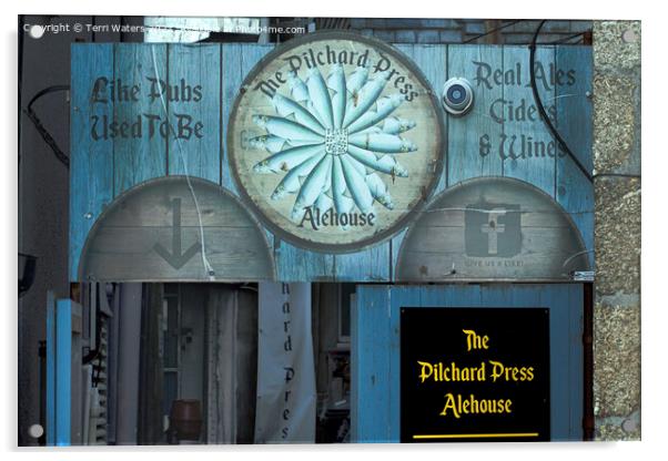 The Pilchard Press Alehouse St Ives Acrylic by Terri Waters