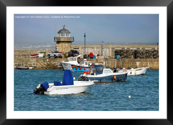 The Old Lighthouse Smeaton's Pier St Ives Framed Mounted Print by Terri Waters