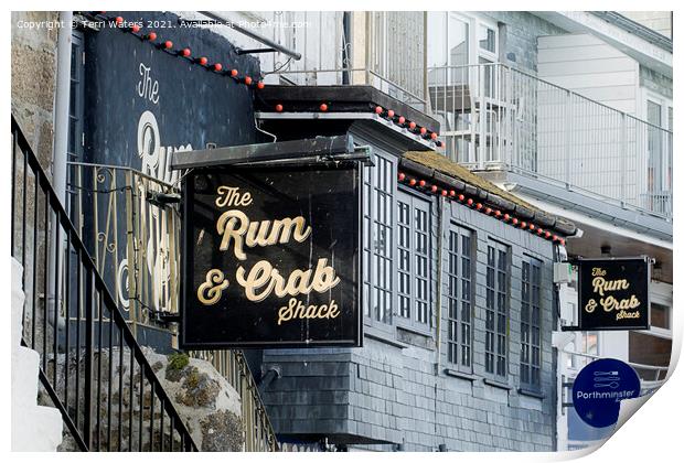 The Rum and Crab Shack St Ives Print by Terri Waters